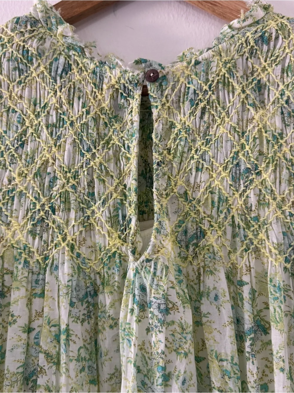 Free People S Floral Smocked Mini Dress Cottagecore Fairy Retro Prairie Coquette